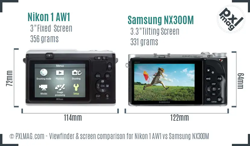 Nikon 1 AW1 vs Samsung NX300M Screen and Viewfinder comparison