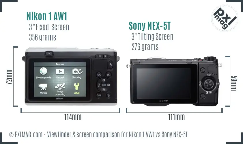 Nikon 1 AW1 vs Sony NEX-5T Screen and Viewfinder comparison