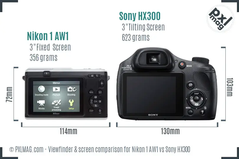 Nikon 1 AW1 vs Sony HX300 Screen and Viewfinder comparison