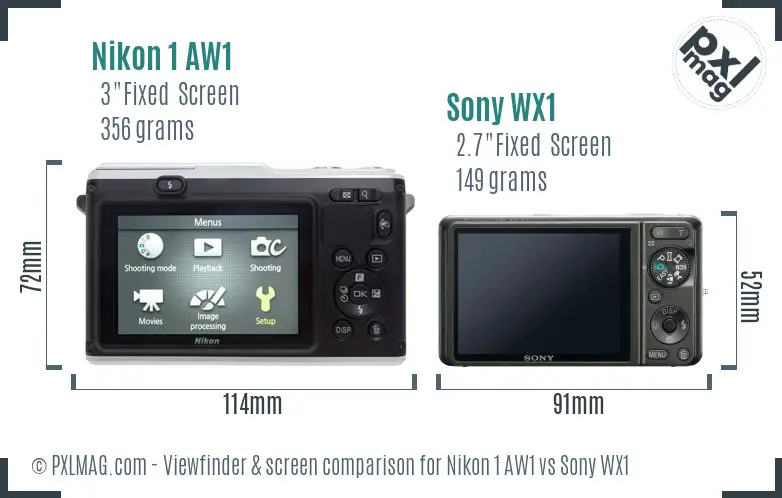 Nikon 1 AW1 vs Sony WX1 Screen and Viewfinder comparison
