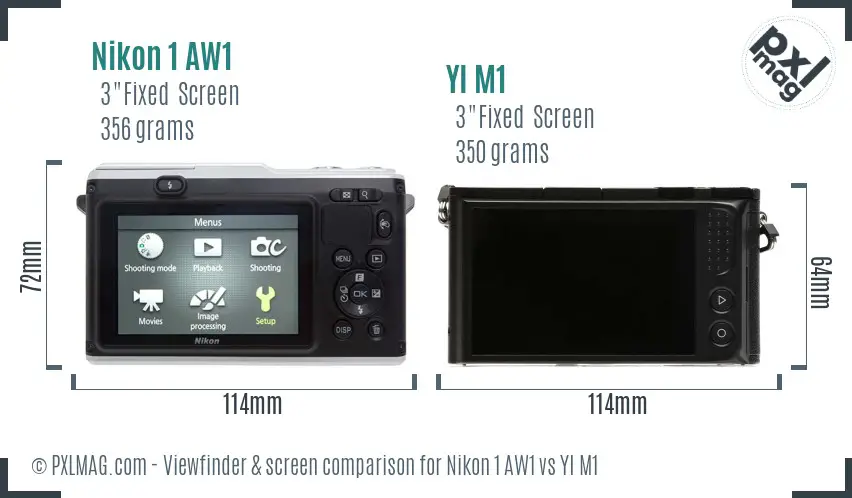 Nikon 1 AW1 vs YI M1 Screen and Viewfinder comparison