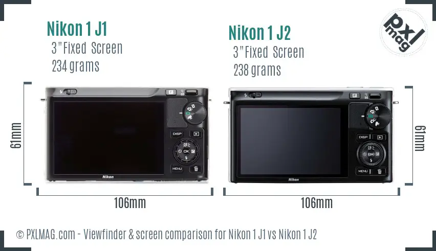 Nikon 1 J1 vs Nikon 1 J2 Screen and Viewfinder comparison