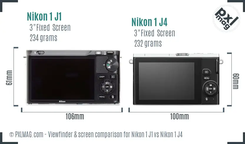 Nikon 1 J1 vs Nikon 1 J4 Screen and Viewfinder comparison
