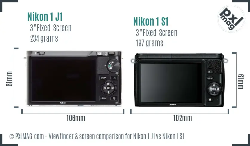 Nikon 1 J1 vs Nikon 1 S1 Screen and Viewfinder comparison
