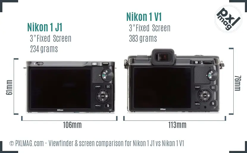 Nikon 1 J1 vs Nikon 1 V1 Screen and Viewfinder comparison