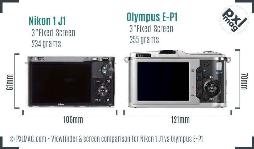 Nikon 1 J1 vs Olympus E-P1 Screen and Viewfinder comparison