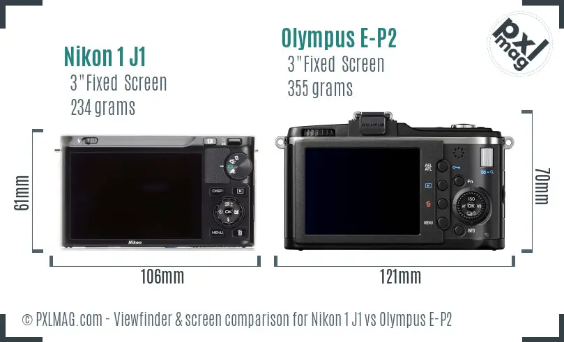Nikon 1 J1 vs Olympus E-P2 Screen and Viewfinder comparison Nikon 1 J1 vs Olympus E-P2 Screen and Viewfinder comparison
