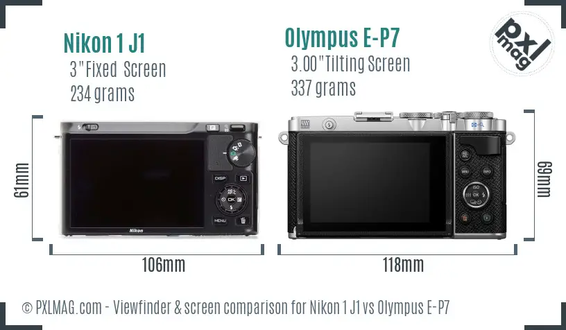 Nikon 1 J1 vs Olympus E-P7 Screen and Viewfinder comparison