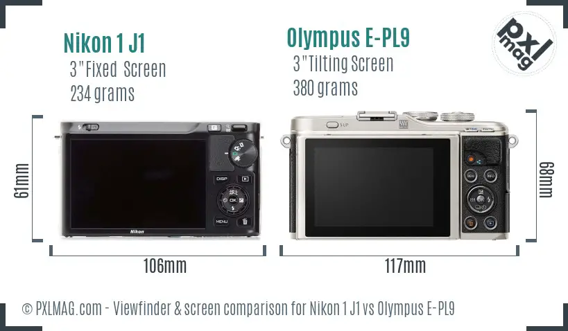 Nikon 1 J1 vs Olympus E-PL9 Screen and Viewfinder comparison Nikon 1 J1 vs Olympus E-PL9 Screen and Viewfinder comparison