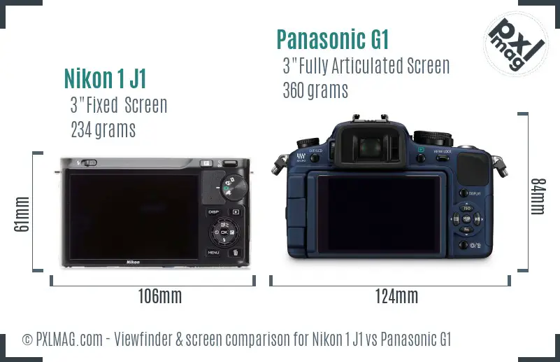 Nikon 1 J1 vs Panasonic G1 Screen and Viewfinder comparison