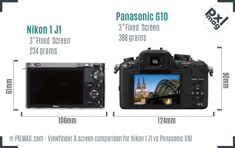 Nikon 1 J1 vs Panasonic G10 Screen and Viewfinder comparison