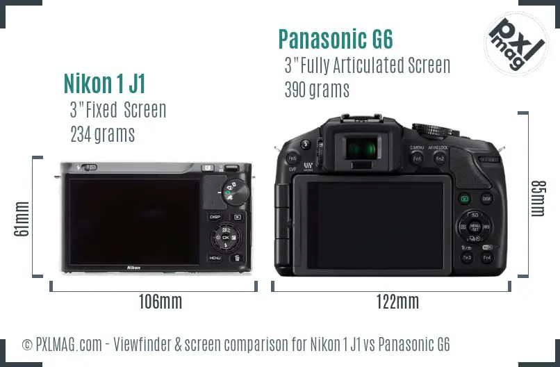 Nikon 1 J1 vs Panasonic G6 Screen and Viewfinder comparison