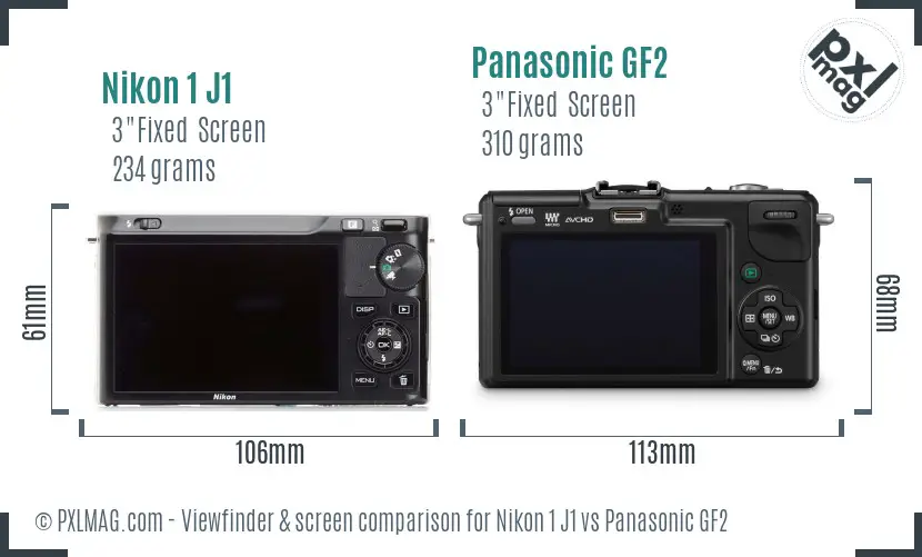 Nikon 1 J1 vs Panasonic GF2 Screen and Viewfinder comparison