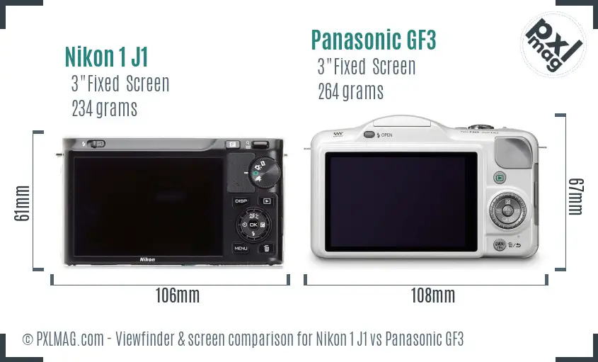 Nikon 1 J1 vs Panasonic GF3 Screen and Viewfinder comparison Nikon 1 J1 vs Panasonic GF3 Screen and Viewfinder comparison
