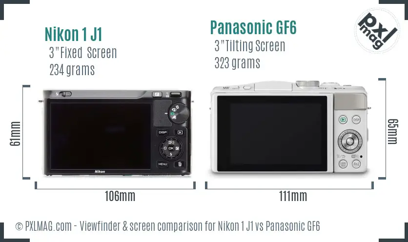 Nikon 1 J1 vs Panasonic GF6 Screen and Viewfinder comparison