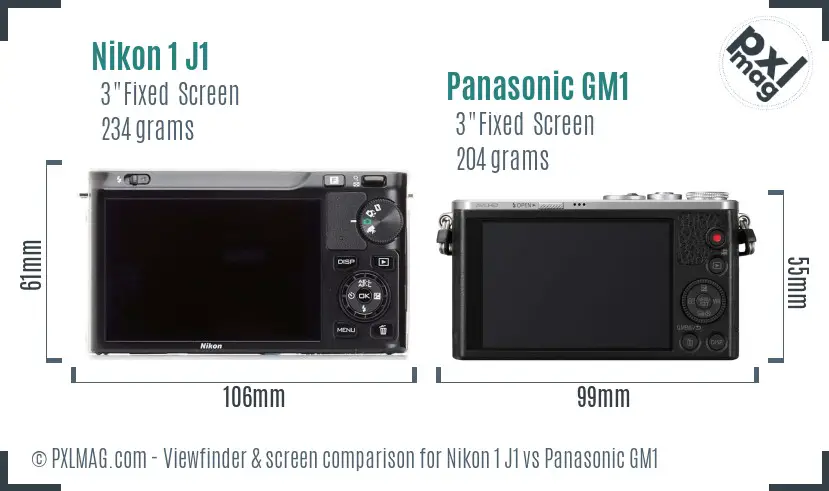 Nikon 1 J1 vs Panasonic GM1 Screen and Viewfinder comparison