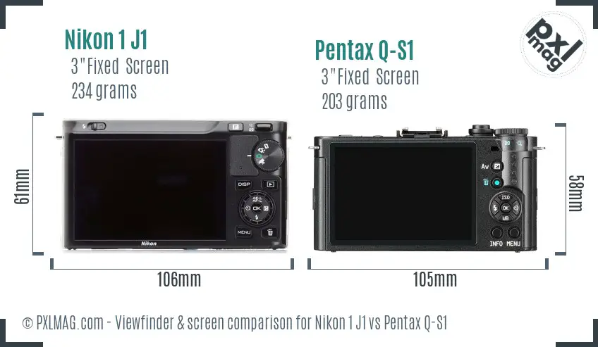 Nikon 1 J1 vs Pentax Q-S1 Screen and Viewfinder comparison