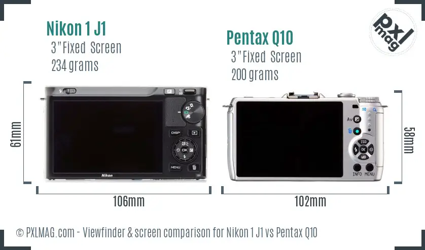 Nikon 1 J1 vs Pentax Q10 Screen and Viewfinder comparison Nikon 1 J1 vs Pentax Q10 Screen and Viewfinder comparison