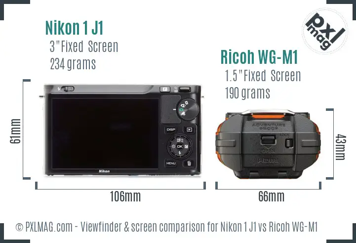Nikon 1 J1 vs Ricoh WG-M1 Screen and Viewfinder comparison