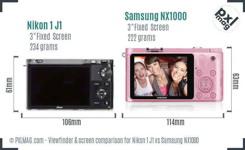 Nikon 1 J1 vs Samsung NX1000 Screen and Viewfinder comparison Nikon 1 J1 vs Samsung NX1000 Screen and Viewfinder comparison