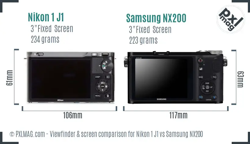Nikon 1 J1 vs Samsung NX200 Screen and Viewfinder comparison Nikon 1 J1 vs Samsung NX200 Screen and Viewfinder comparison