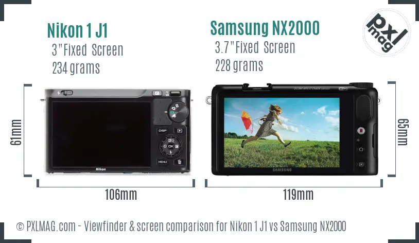 Nikon 1 J1 vs Samsung NX2000 Screen and Viewfinder comparison