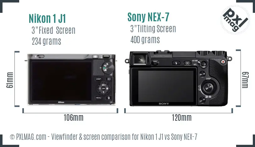 Nikon 1 J1 vs Sony NEX-7 Screen and Viewfinder comparison Nikon 1 J1 vs Sony NEX-7 Screen and Viewfinder comparison