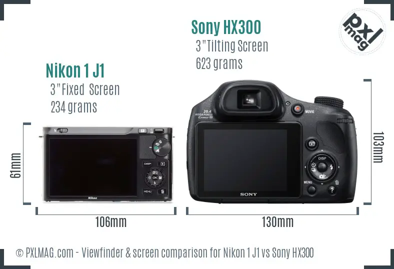 Nikon 1 J1 vs Sony HX300 Screen and Viewfinder comparison