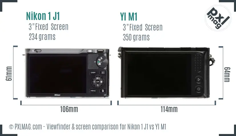 Nikon 1 J1 vs YI M1 Screen and Viewfinder comparison