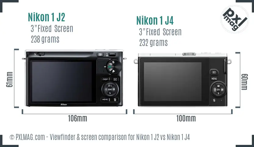 Nikon 1 J2 vs Nikon 1 J4 Screen and Viewfinder comparison