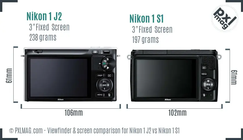 Nikon 1 J2 vs Nikon 1 S1 Screen and Viewfinder comparison