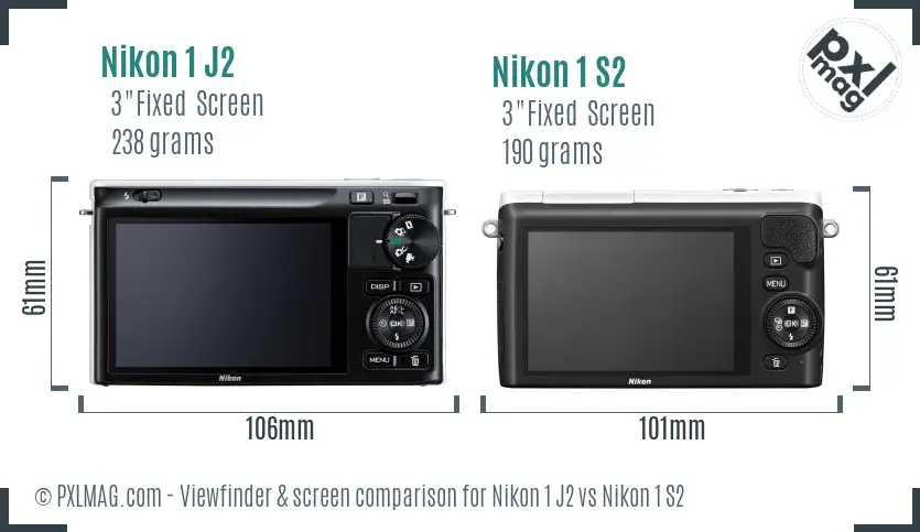 Nikon 1 J2 vs Nikon 1 S2 Screen and Viewfinder comparison