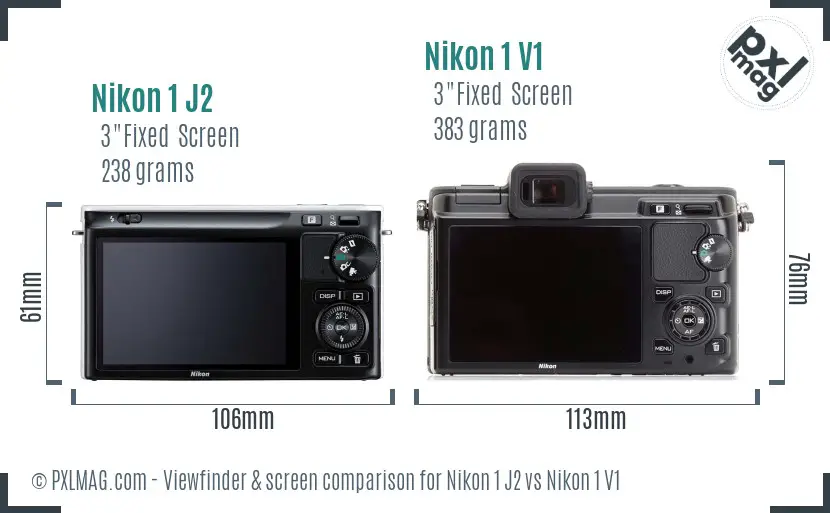 Nikon 1 J2 vs Nikon 1 V1 Screen and Viewfinder comparison