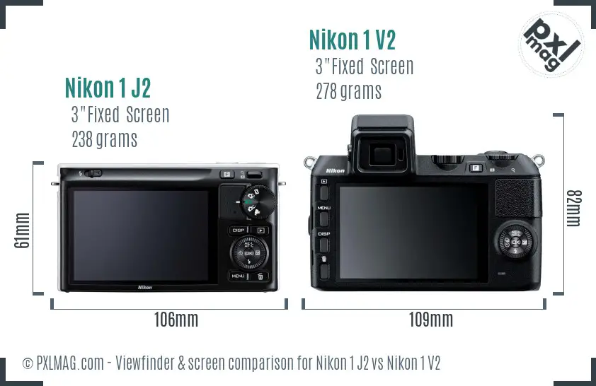 Nikon 1 J2 vs Nikon 1 V2 Screen and Viewfinder comparison