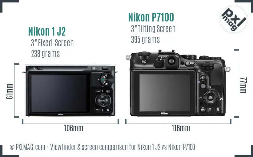 Nikon 1 J2 vs Nikon P7100 Screen and Viewfinder comparison