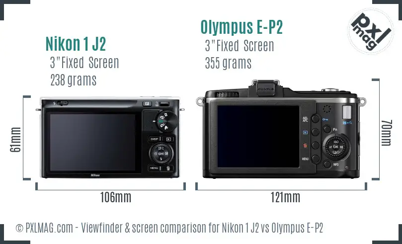 Nikon 1 J2 vs Olympus E-P2 Screen and Viewfinder comparison Nikon 1 J2 vs Olympus E-P2 Screen and Viewfinder comparison