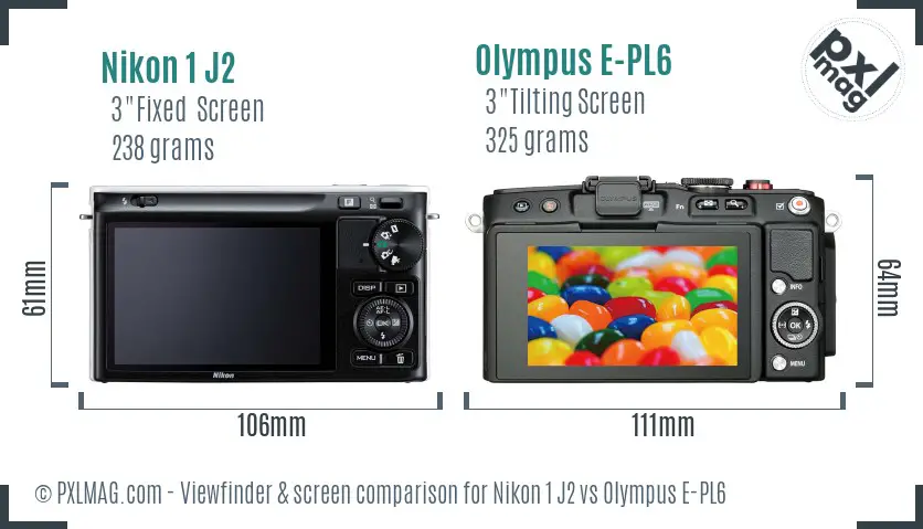 Nikon 1 J2 vs Olympus E-PL6 Screen and Viewfinder comparison Nikon 1 J2 vs Olympus E-PL6 Screen and Viewfinder comparison