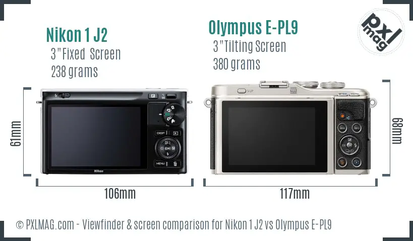 Nikon 1 J2 vs Olympus E-PL9 Screen and Viewfinder comparison