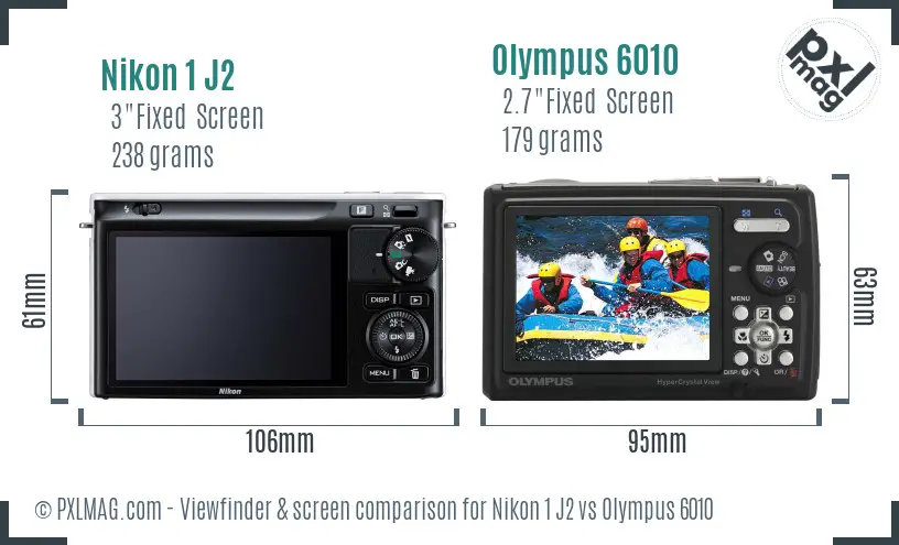 Nikon 1 J2 vs Olympus 6010 Screen and Viewfinder comparison