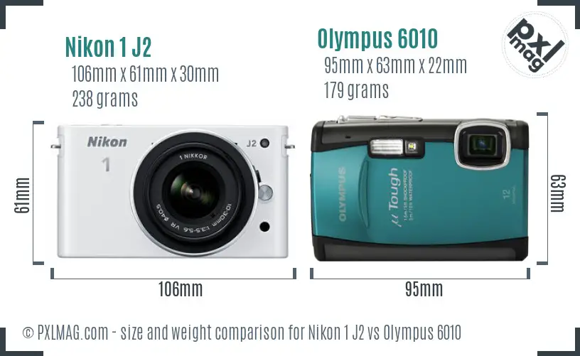 Nikon 1 J2 vs Olympus 6010 size comparison