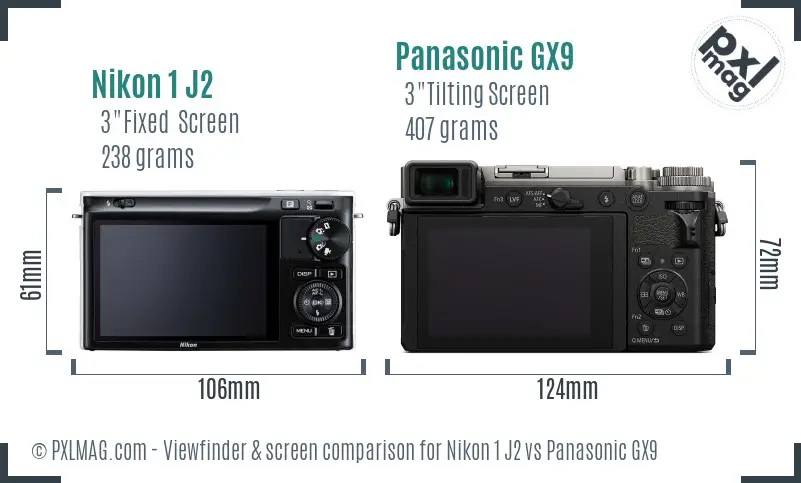 Nikon 1 J2 vs Panasonic GX9 Screen and Viewfinder comparison Nikon 1 J2 vs Panasonic GX9 Screen and Viewfinder comparison