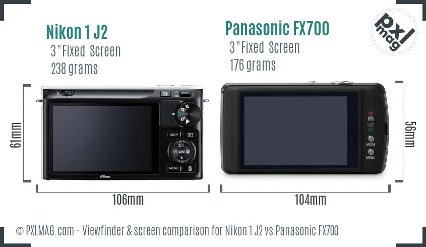 Nikon 1 J2 vs Panasonic FX700 Screen and Viewfinder comparison