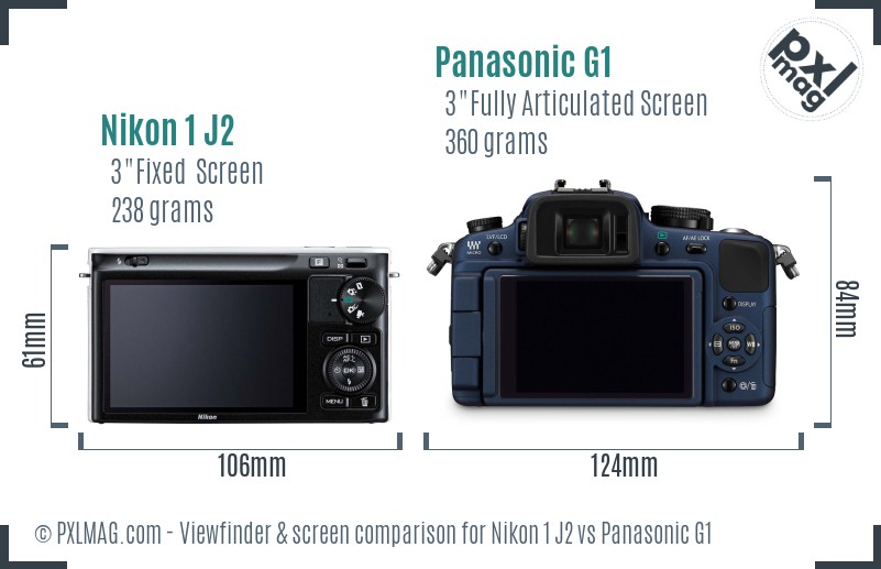 Nikon 1 J2 vs Panasonic G1 Screen and Viewfinder comparison