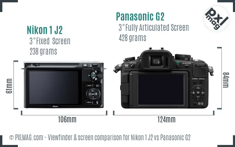 Nikon 1 J2 vs Panasonic G2 Screen and Viewfinder comparison