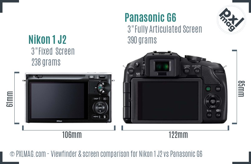 Nikon 1 J2 vs Panasonic G6 Screen and Viewfinder comparison