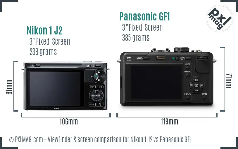 Nikon 1 J2 vs Panasonic GF1 Screen and Viewfinder comparison