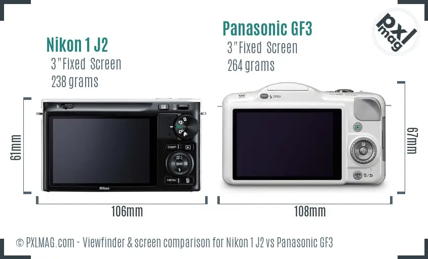 Nikon 1 J2 vs Panasonic GF3 Screen and Viewfinder comparison