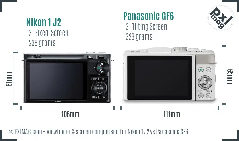 Nikon 1 J2 vs Panasonic GF6 Screen and Viewfinder comparison
