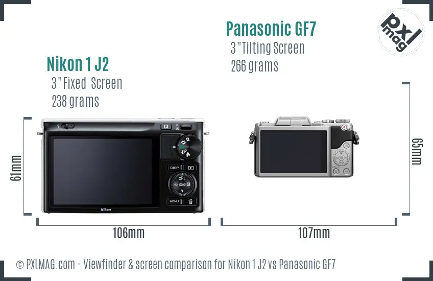 Nikon 1 J2 vs Panasonic GF7 Screen and Viewfinder comparison