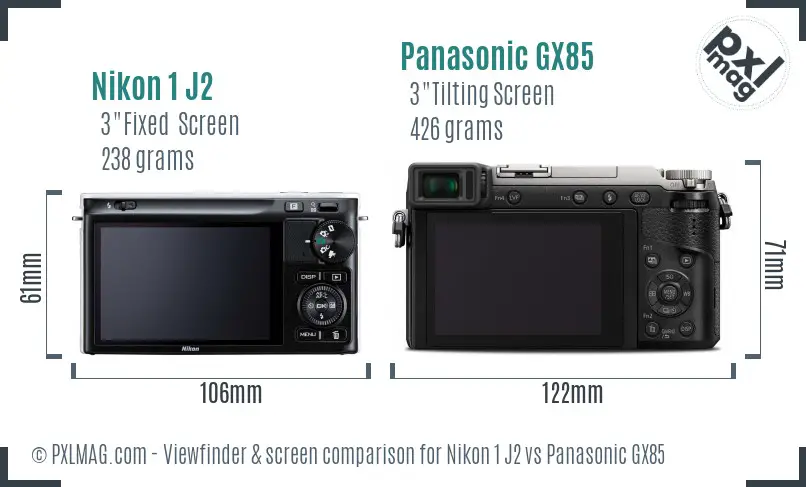 Nikon 1 J2 vs Panasonic GX85 Screen and Viewfinder comparison